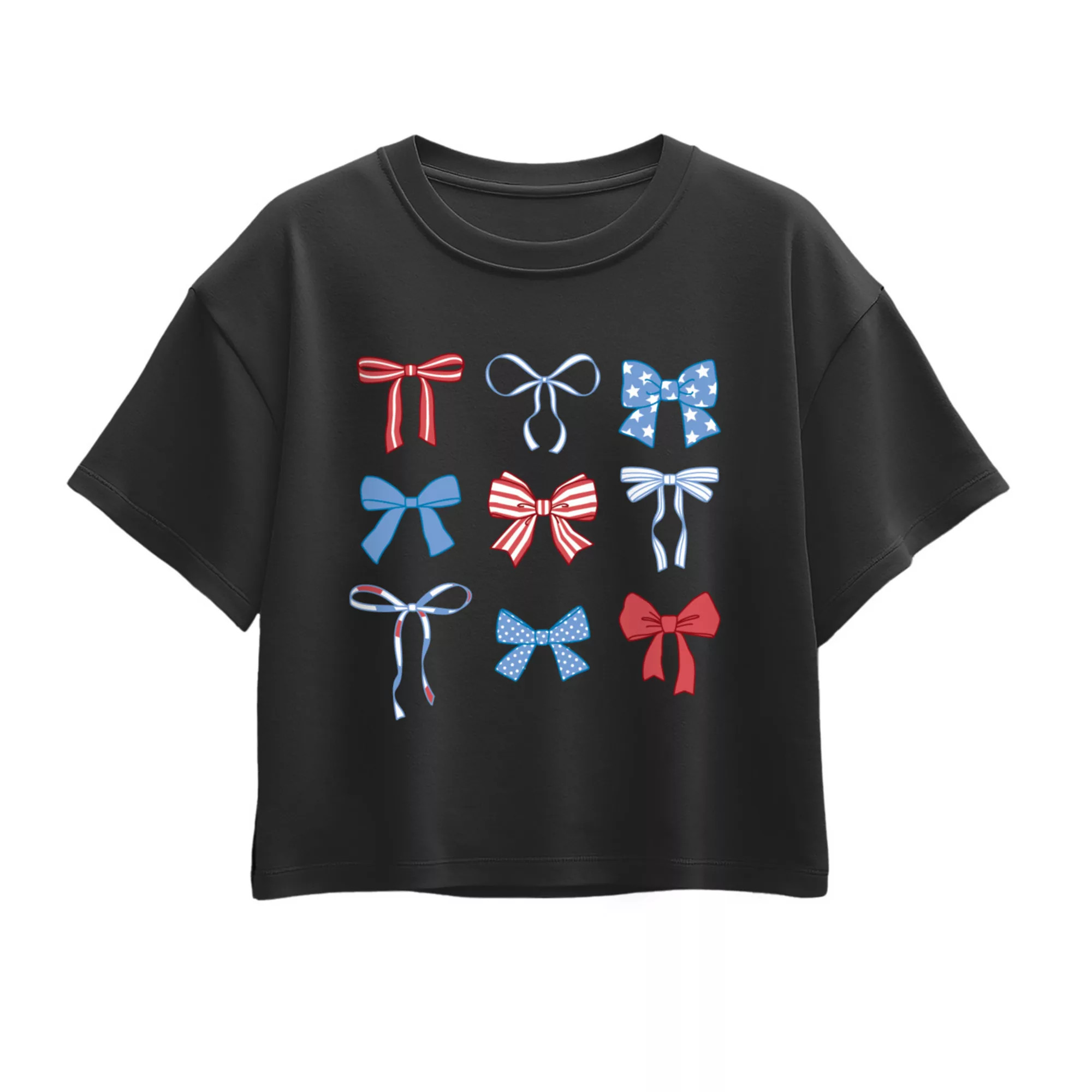 Girls 7-16 Americana Bows Grid Boxy Tee | Kohl's
