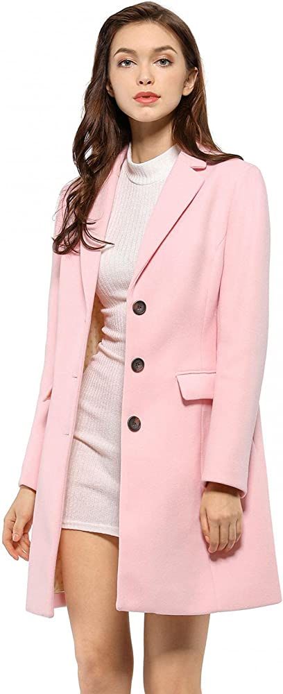 Allegra K Women's Notched Lapel Single Breasted Outwear Winter Coat | Amazon (US)