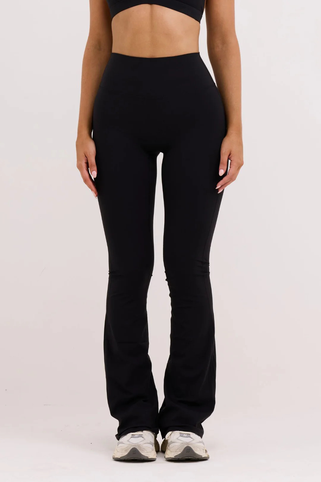 Black Subtle Scrunch Flared Legging | All for Mimi