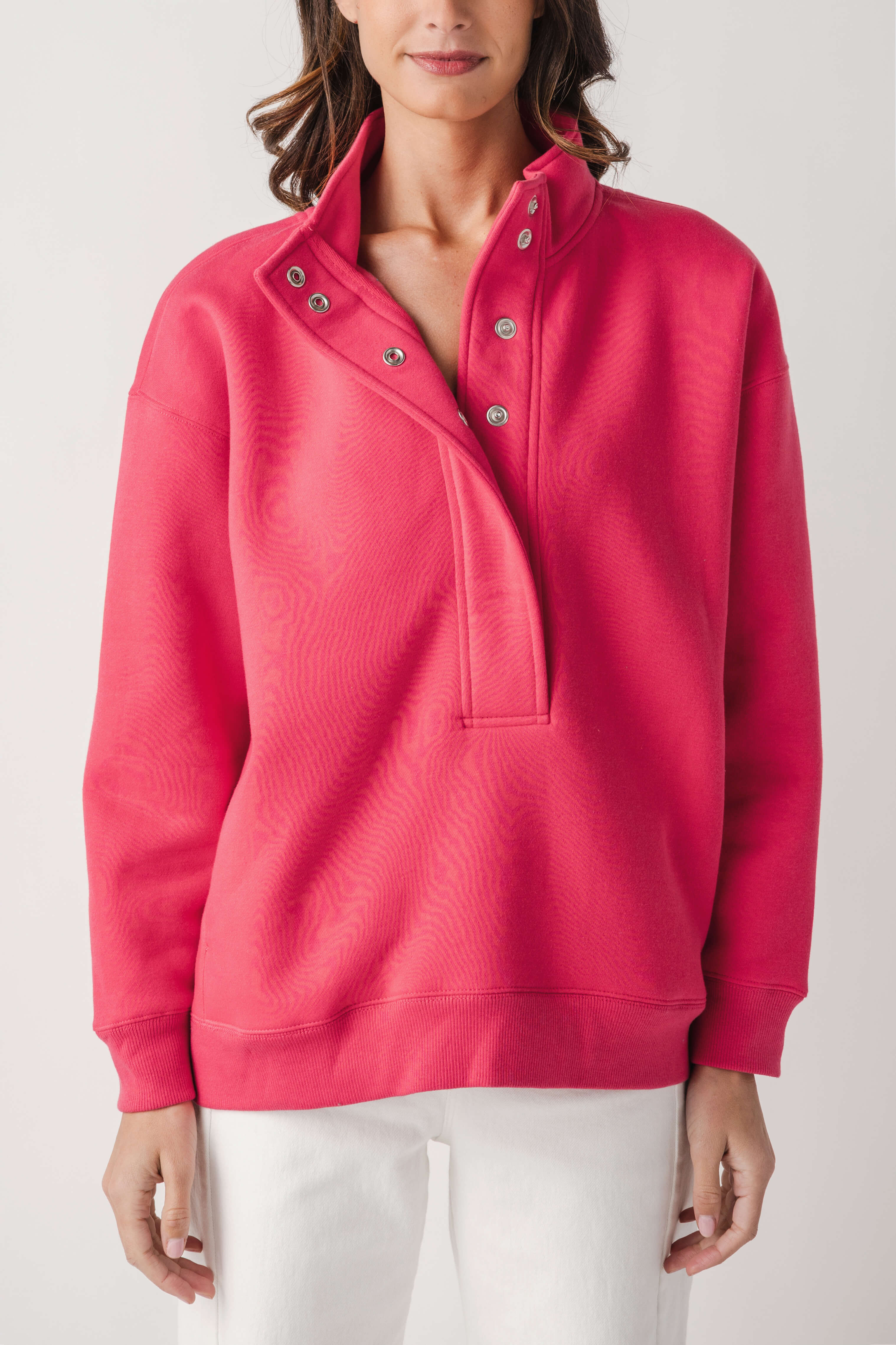 Ocean Drive Snap Polo Sweatshirt | Social Threads