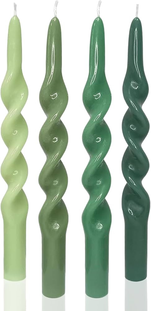 Green Taper Candles Conical Stick Candles Spiral Taper Candles-Set of 4 for Decoration Weddings P... | Amazon (US)