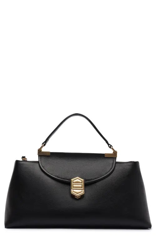 Arezzo Everly Medium Snake Embossed Leather Satchel in Black at Nordstrom | Nordstrom