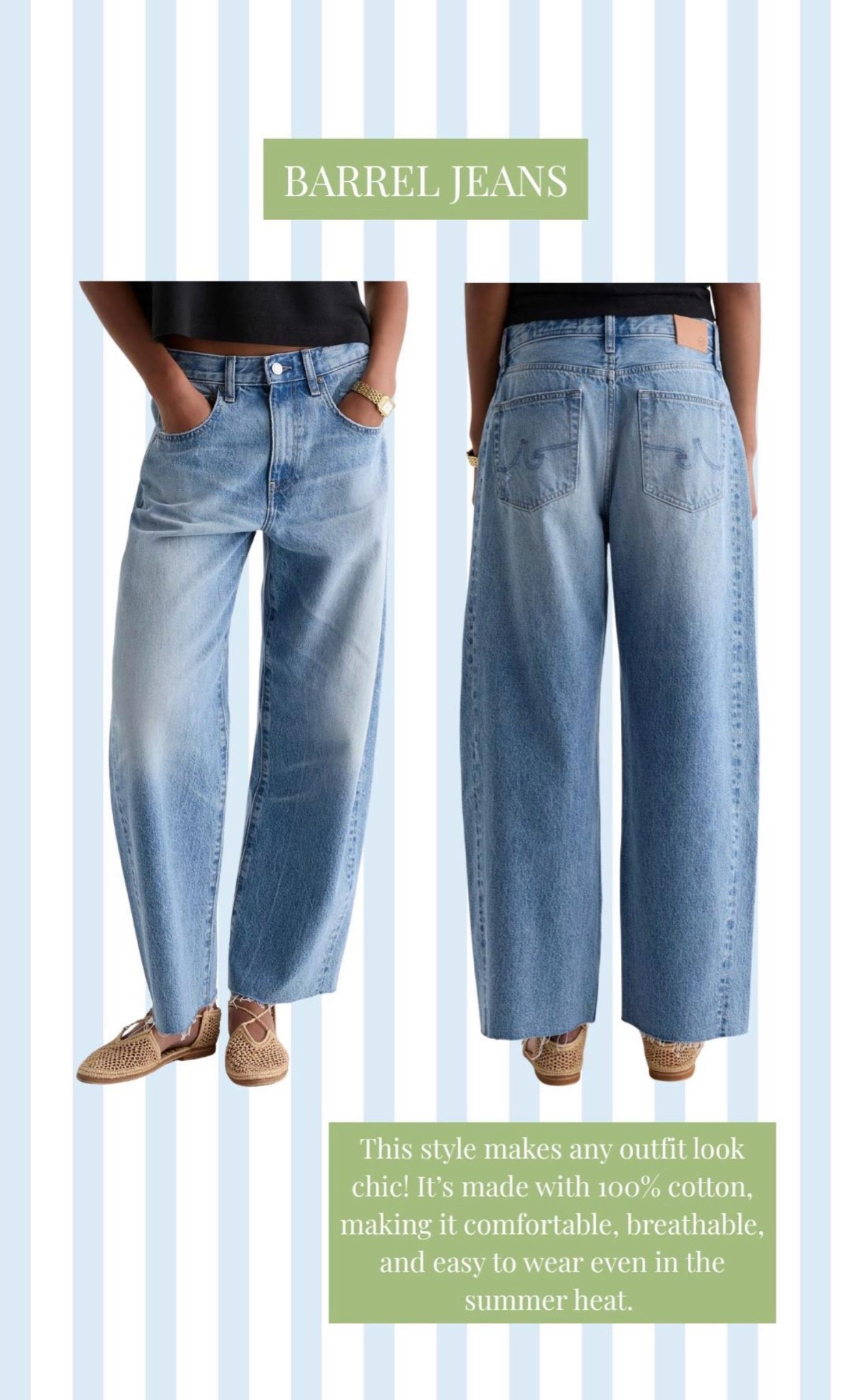 I've been loving the barrel Jean trend so when I found these I grabbed them immediately! These are so cute and comfy & 100% cotton!!!

#LTKootd