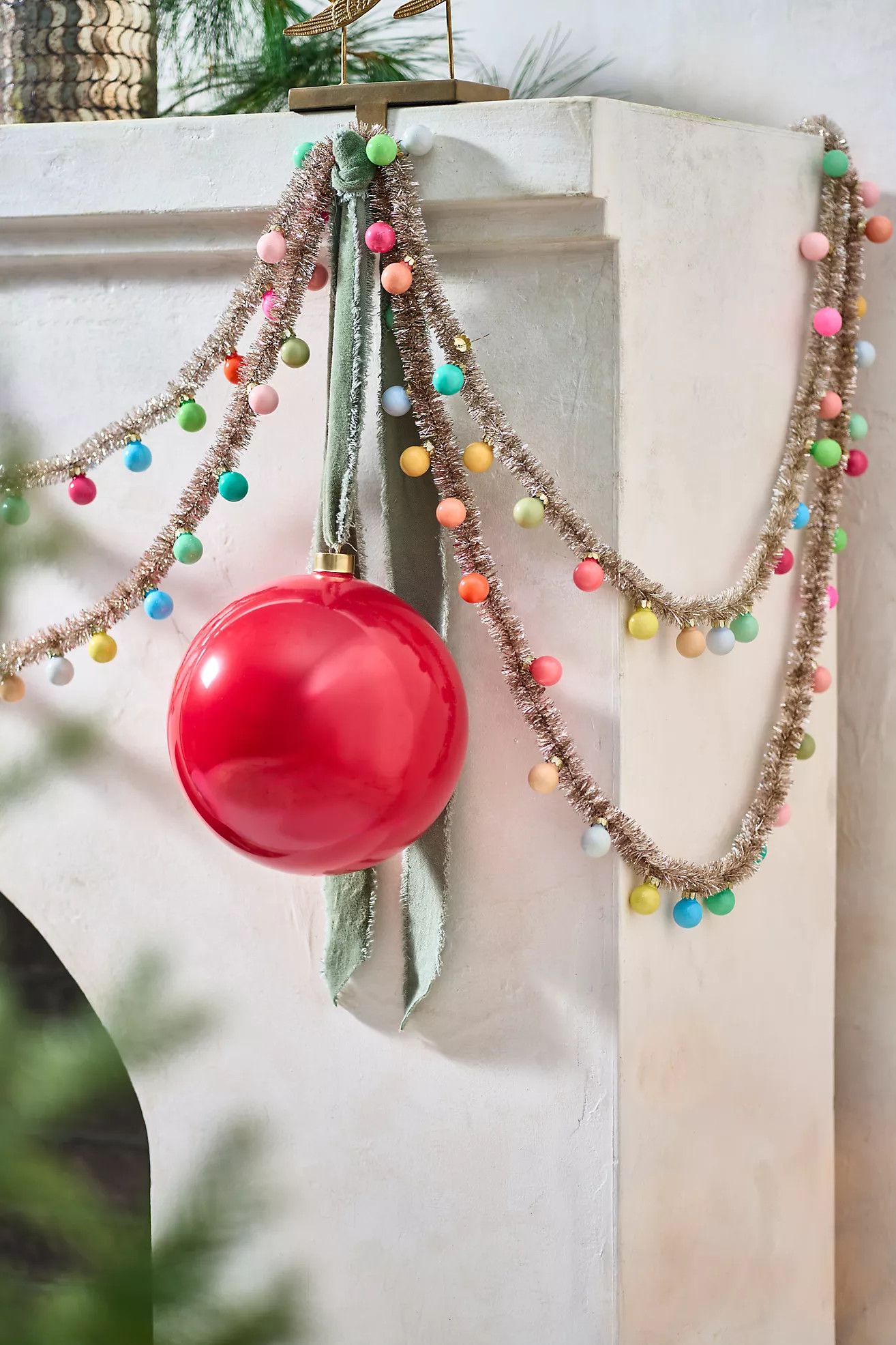 Good Cheer Mini Bauble Tinsel Garland, 14.6' | Anthropologie (US)