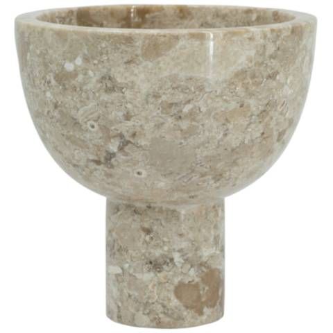 5.9" High Cream Round Marble Pedestal Bowl - #5661D | Lamps Plus | Lamps Plus