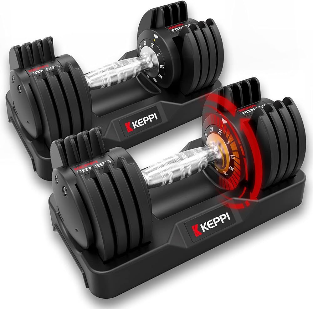 Keppi Adjustable Dumbbells Set,25lb Dumbbells with Anti-Slip Metal Handle for Exercise & Fitness ... | Amazon (US)