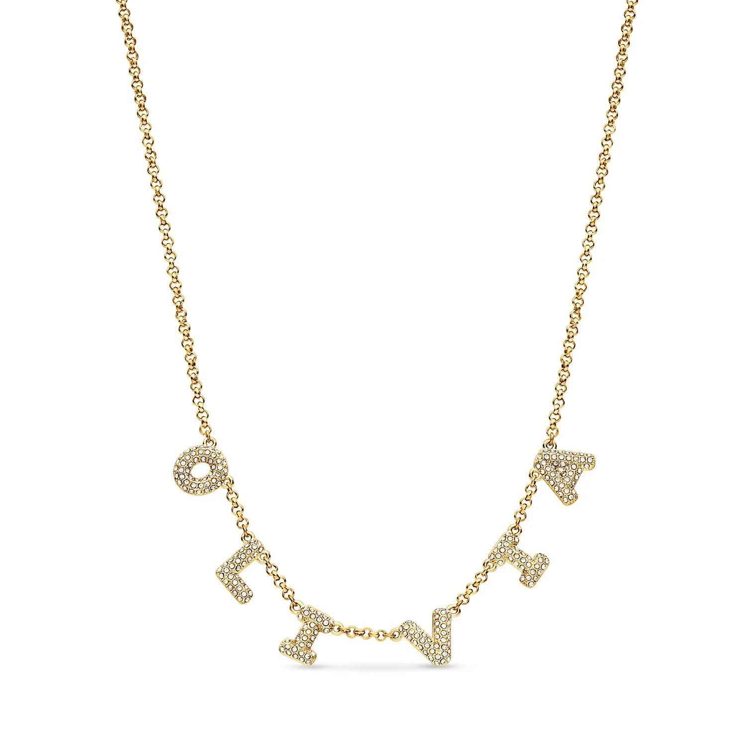 Spotlight Pavé Bubble Name Necklace (Gold) | Abbott Lyon