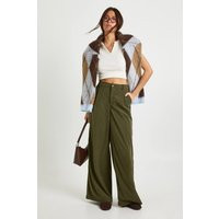 Womens Corduroy Wide Leg Pants - Green - 2 | boohoo (US & Canada)