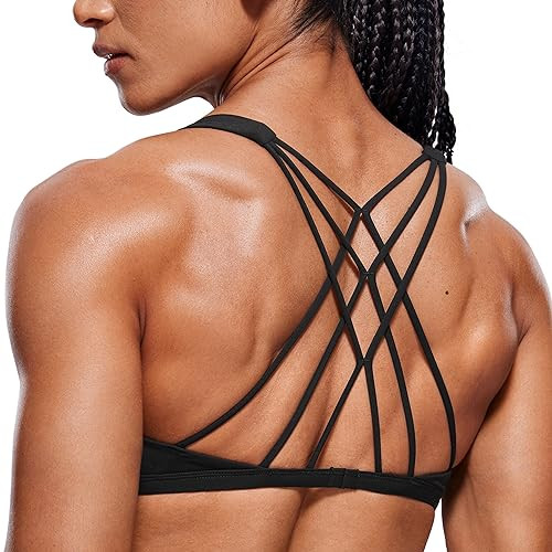 CRZ YOGA Naked Feeling Criss-Cross Sports Bra Black X-Large | Amazon (US)