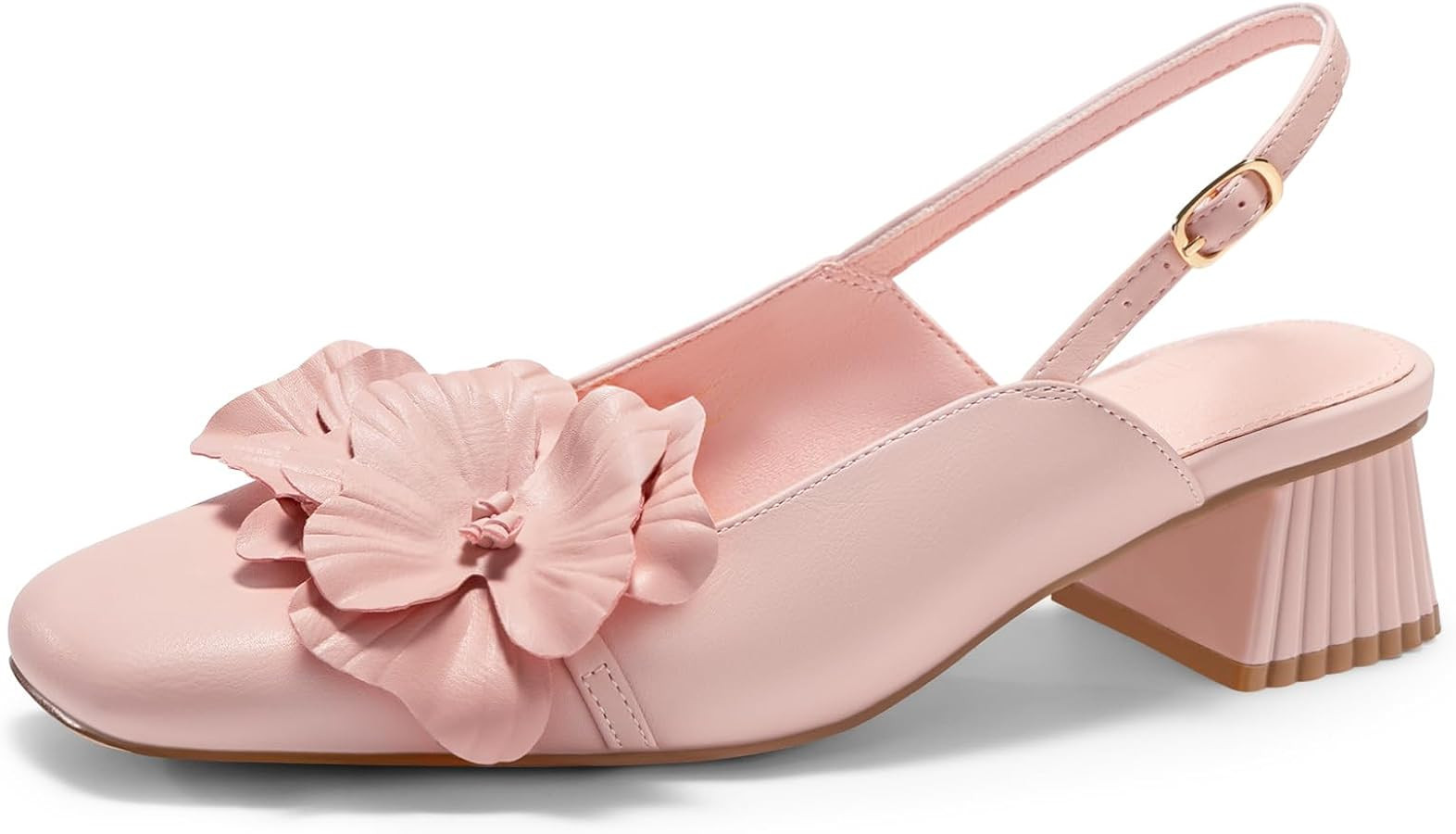 Coutgo Womens Slingback Chunky Heels Flower Closed Square Toe Pumps Work Dress Shoes（Choose a S... | Amazon (US)