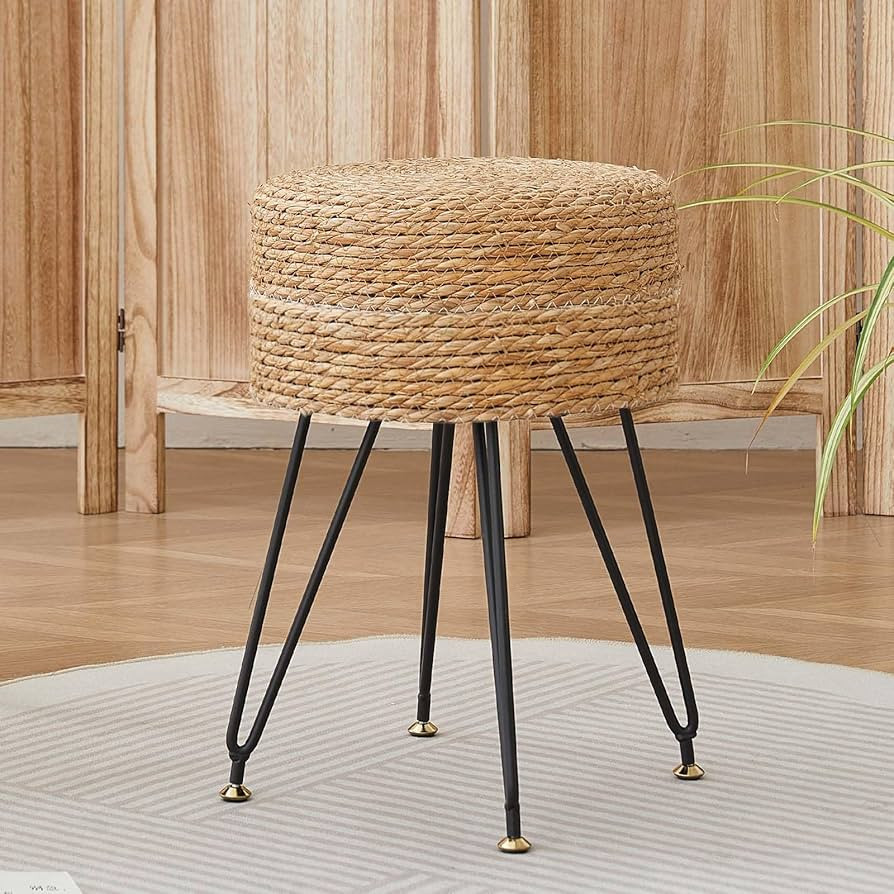 Vanity Vanity Makeup Stool, Hand Weave Natural Seagrass Footstool Ottoman, Modern Multifunctional... | Amazon (US)