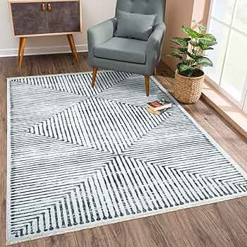 Bloom Rugs Caria Washable Non-Slip 8x10 Rug - Ivory/Black Striped Area Rug for Living Room, Bedro... | Amazon (US)
