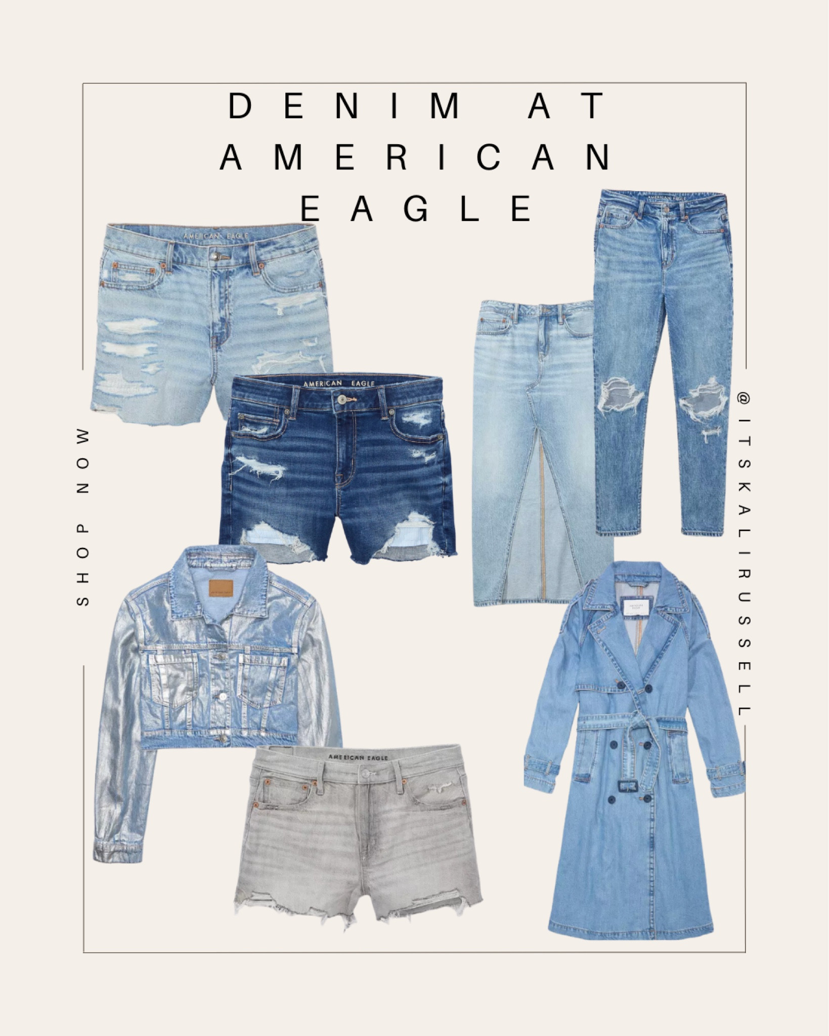 Denim at American Eagle 

Jeans, shorts, denim skirt, jean jacket, denim trench 

#LTKfindsunder100 #LTKSpringSale #LTKstyletip