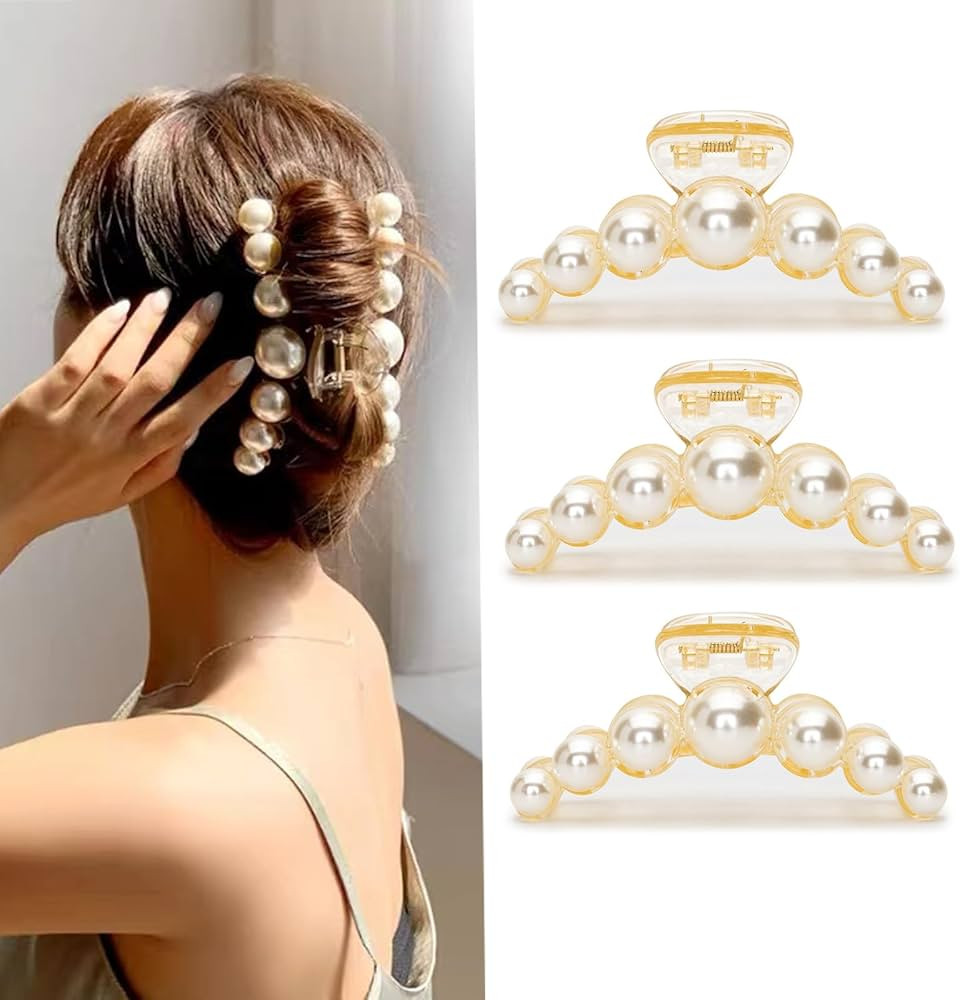 Agirlvct Big Hair Claw Clip,4.33 inch for Women,7 Pearls Barrettes Birthday Gift for Girls Daught... | Amazon (US)
