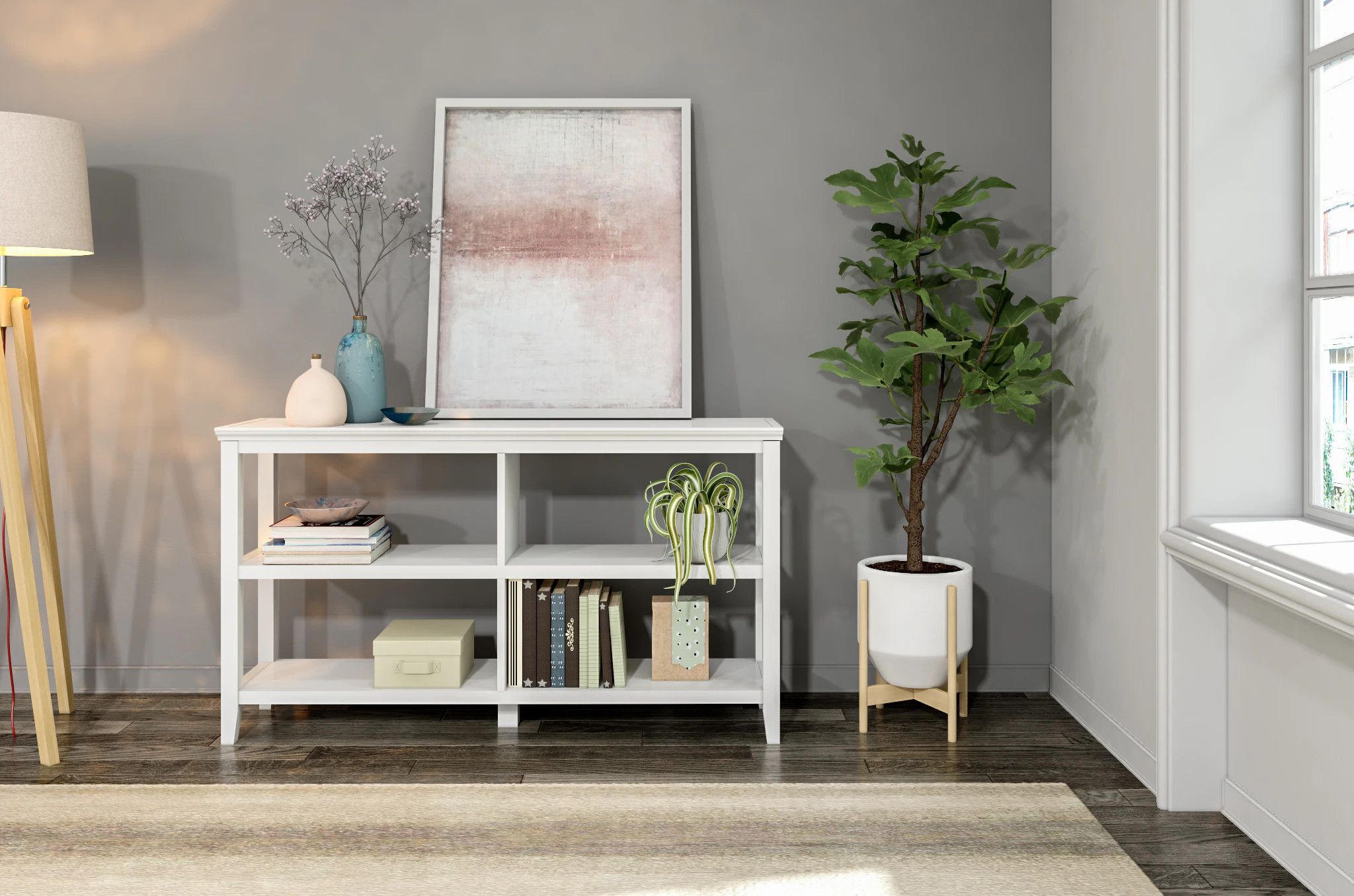 Blisstyle Wood Low Bookshelf with 2 Shelves White 1pc Bookcase Book Shelf Weight Storage Racks and Shelving Shelves Decor for Kitchen Living Room | Lowe's