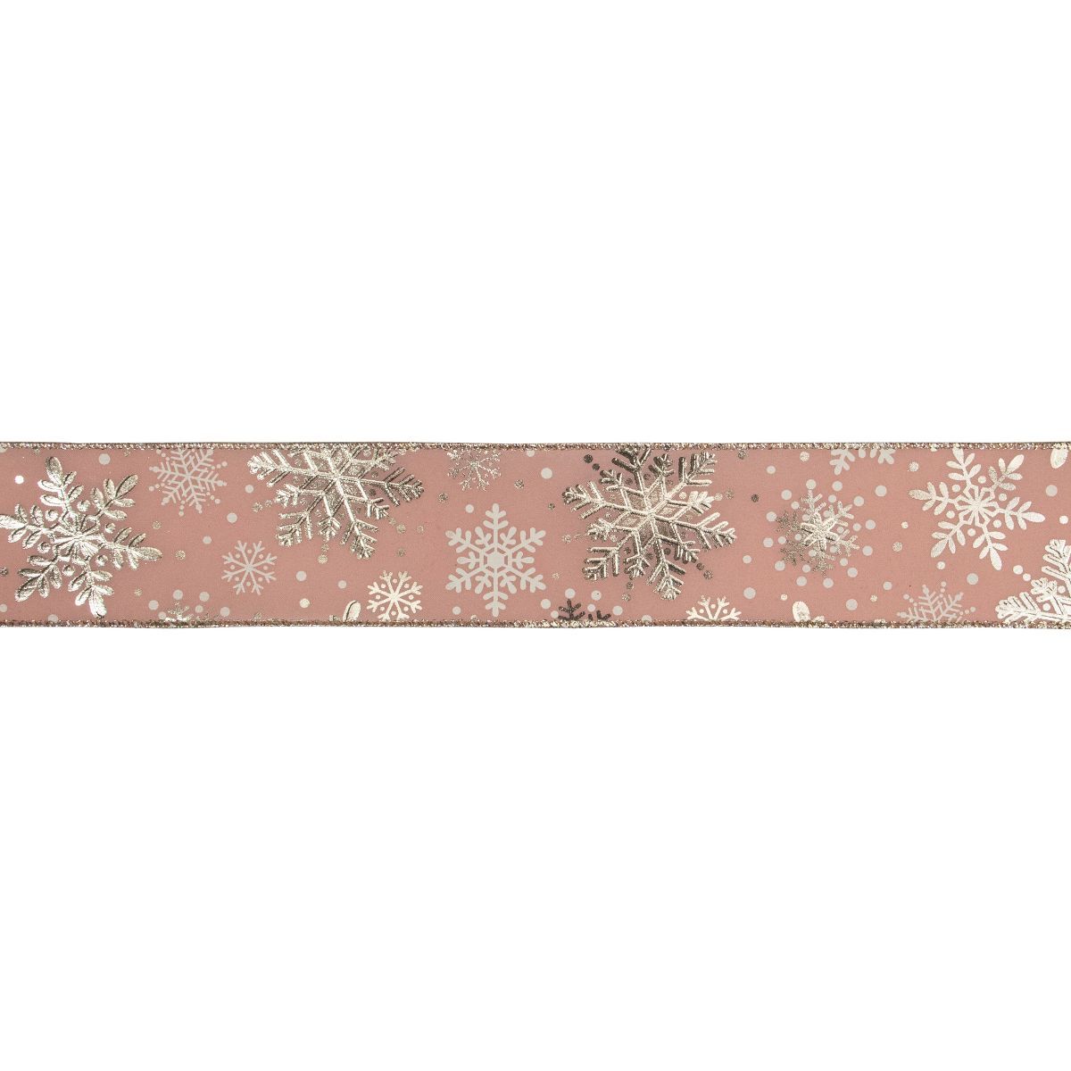 Northlight Pink and Gold Snowflake Christmas Wired Craft Ribbon 2.5" x 10 Yards | Target