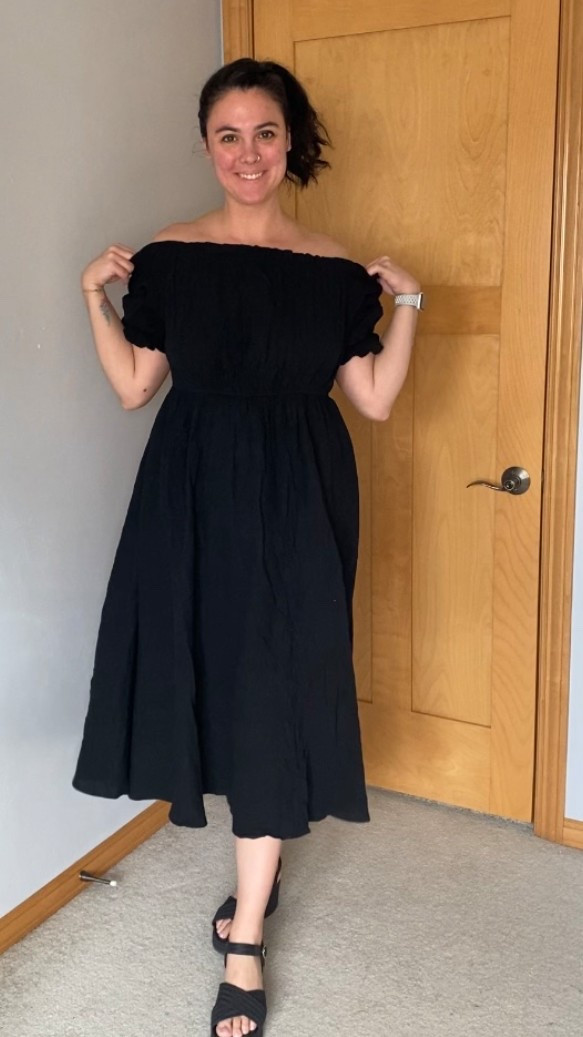 Women’s summer off shoulder dress 
Runs TTS, wearing a Large


#LTKSpringSale 

#LTKStyleTip #LTKMidsize