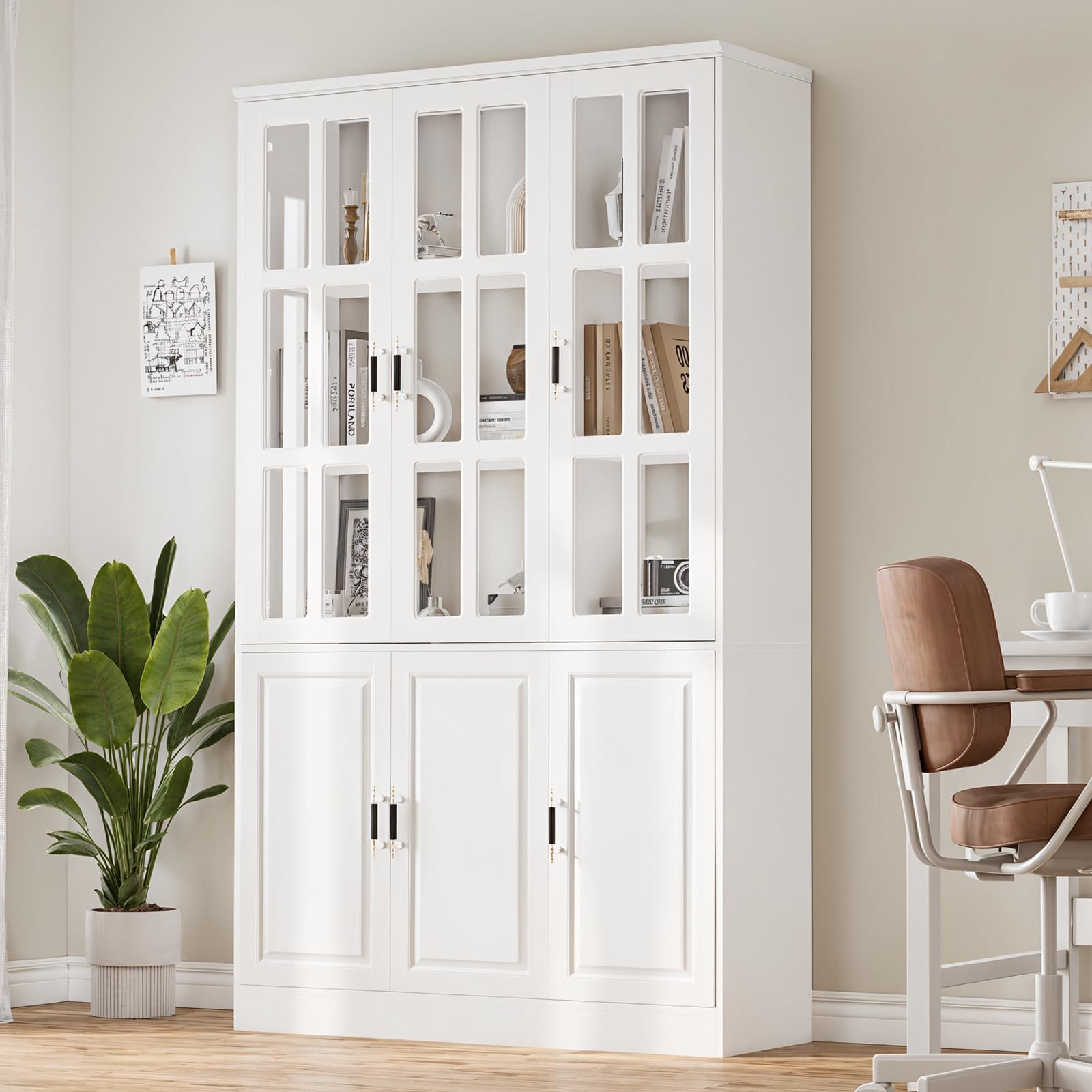 Kitchen Pantry Storage Cabinet, 78.7" Tall Pantry Cabinet with Glass Doors & Drawers, Freestanding Utility Pantry Cabinet, Food Pantry Cabinet Cupboard, White (47.2" W x 15.7" D) | Amazon (US)