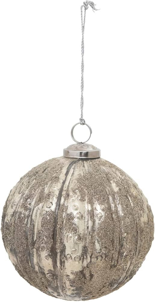Creative Co-Op 5" Round Flocked Glass Ornament | Amazon (US)