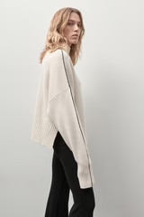 Contrast Mock Neck Jumper - Chalk | St. Agni