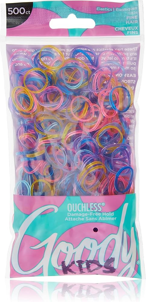 Goody Kids Ouchless Polyband Hair Ties - 500 Ct, Assorted Colors (Glitter), Latex Hair Bands, Eas... | Amazon (US)