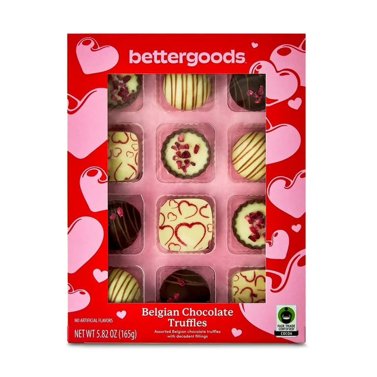 bettergoods Valentine's Day Belgian Chocolate Truffles, 5.82 oz, 12 Count | Walmart (US)