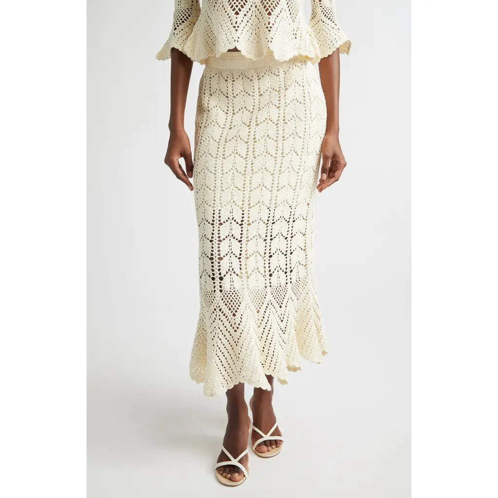 Zimmermann Awaken Crochet Midi Skirt in Cream at Nordstrom, Size 0 | Nordstrom