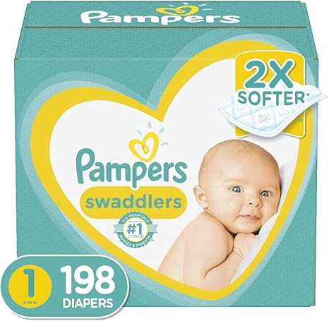 Diapers Newborn/Size 1 (8-14 lb), 198 Count - Pampers Swaddlers Disposable Baby Diapers, ONE MONT... | Amazon (US)