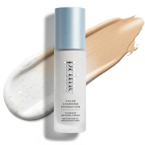 Prime Prometics Color Changing Foundation for Mature Women – Instantly Adapts to Your Skin Tone – Buildable Light-to-Medium Coverage – 12-Hour Wear – Natural Dewy Finish – Hypoallergenic | Amazon (US)