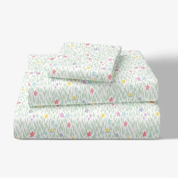 Mainstays Kids Microfiber Bed Sheet Set, Twin, Meadow, 3 Pieces | Walmart (US)