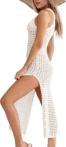 Buauty Women's Swimwear Cover Up Beach Crochet Covers Bikini Coverups Vacation Outfits with Mesh ... | Amazon (US)