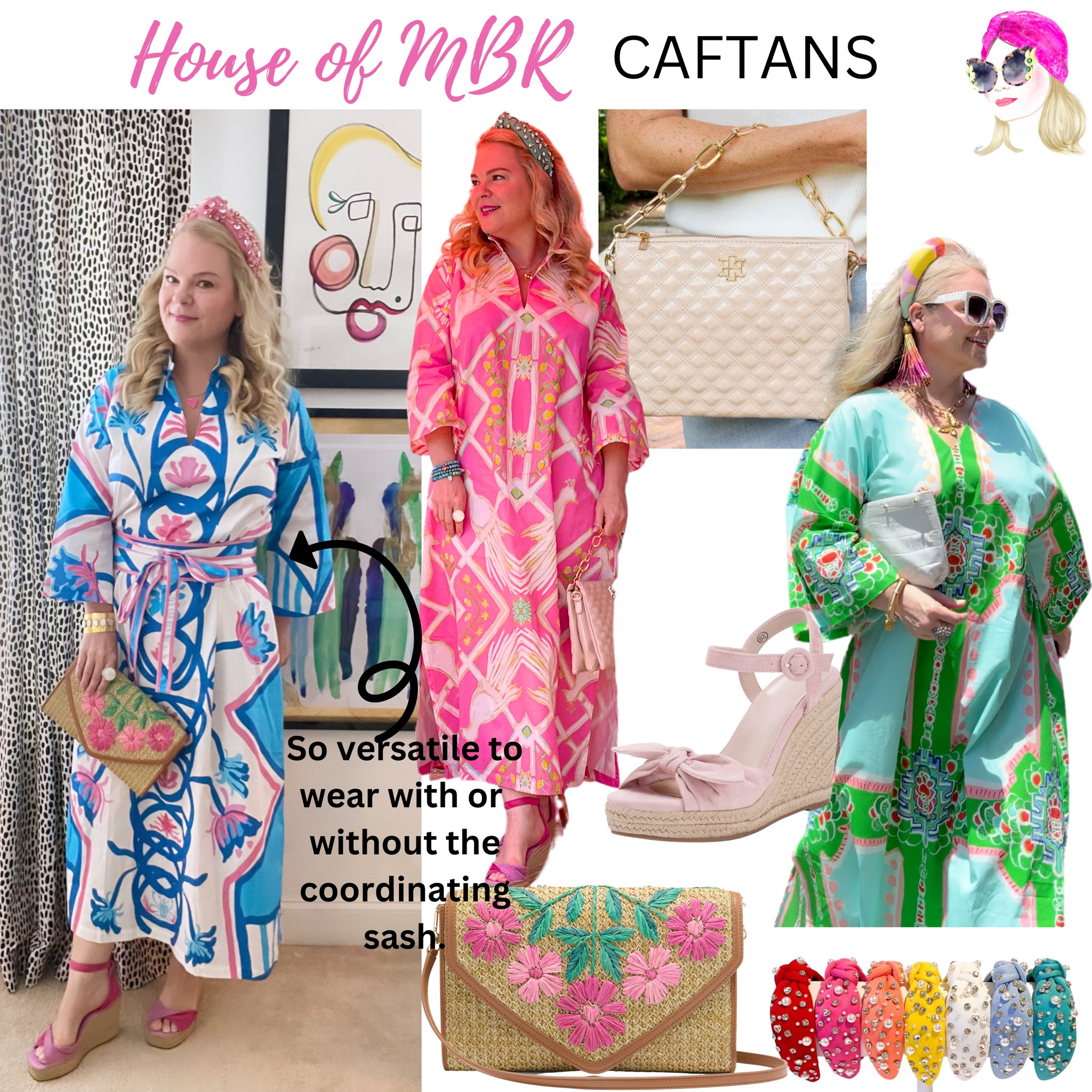 House of MBR caftans are colorful and comfy to wear. Designed by artist Michelle Bradley Robertson, they each come with a removal sash. 