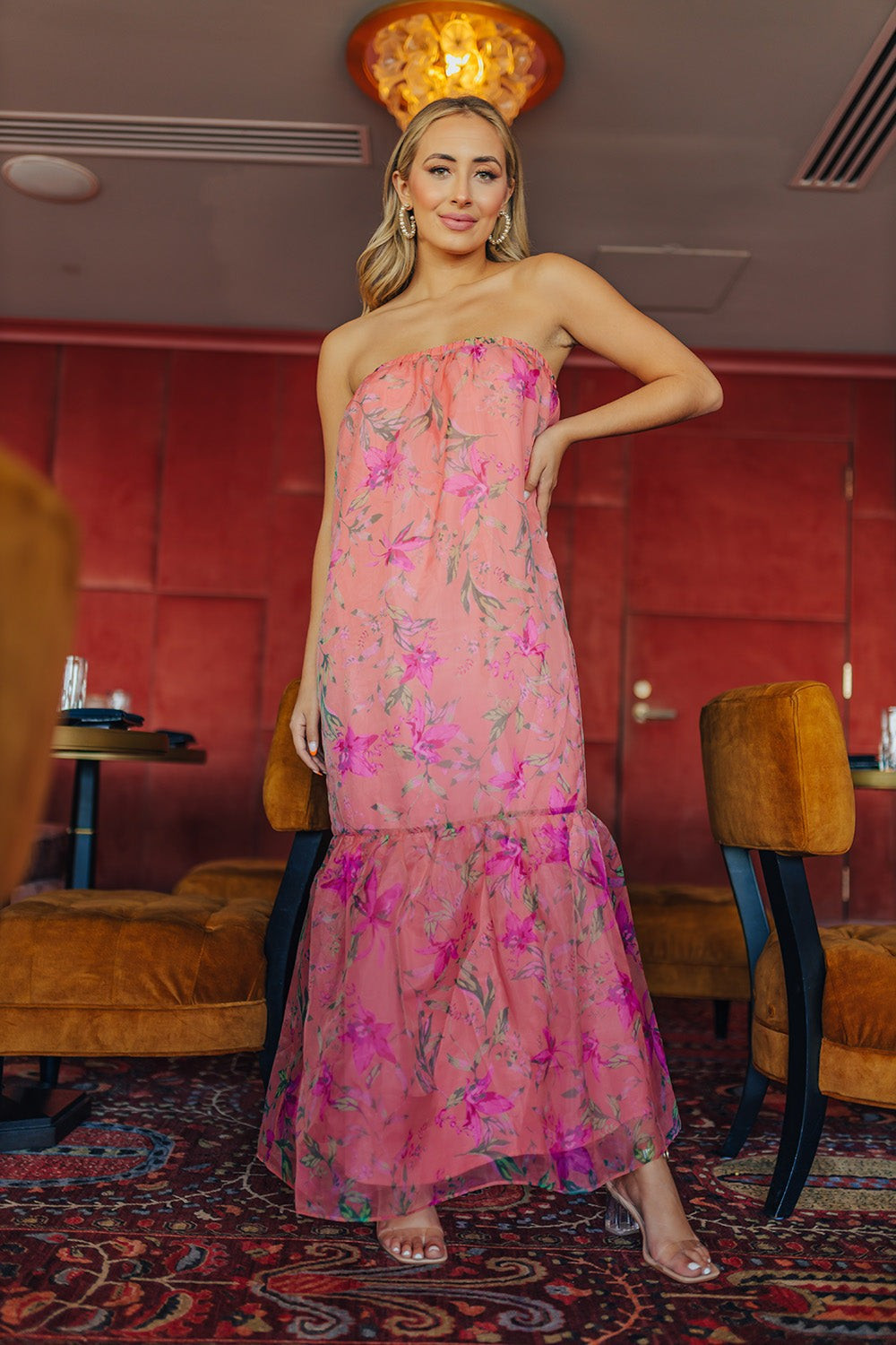 Dayton Strapless Maxi Dress - Daylily | BuddyLove