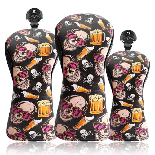 FINGER TEN Golf Club Head Covers for Woods Driver Fairway Hybrid with Interchangeable Number Tag 1 3 5 Premium Leather Headcovers for Women Men (Beer) | Amazon (US)