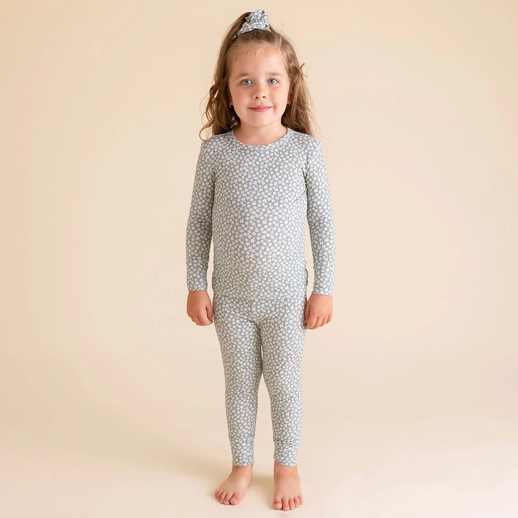 Floral Green Long Sleeve Toddler Pajamas | Ophelia | Posh Peanut