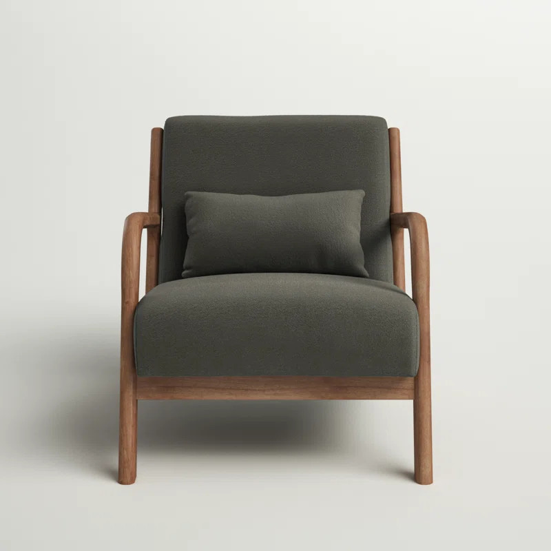 Hertford Upholstered Linen Blend Accent Chair with Wooden Legs and One Pillow | Wayfair North America