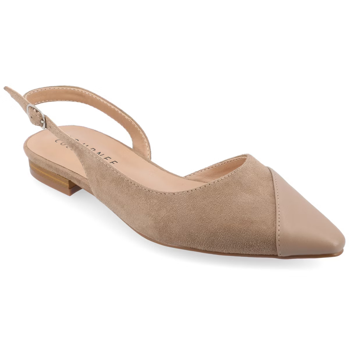 Journee Collection Womens Need BLUE Tru Comfort Foam Sling Back Pointed Toe Flats, 7.5 Taupe | Target