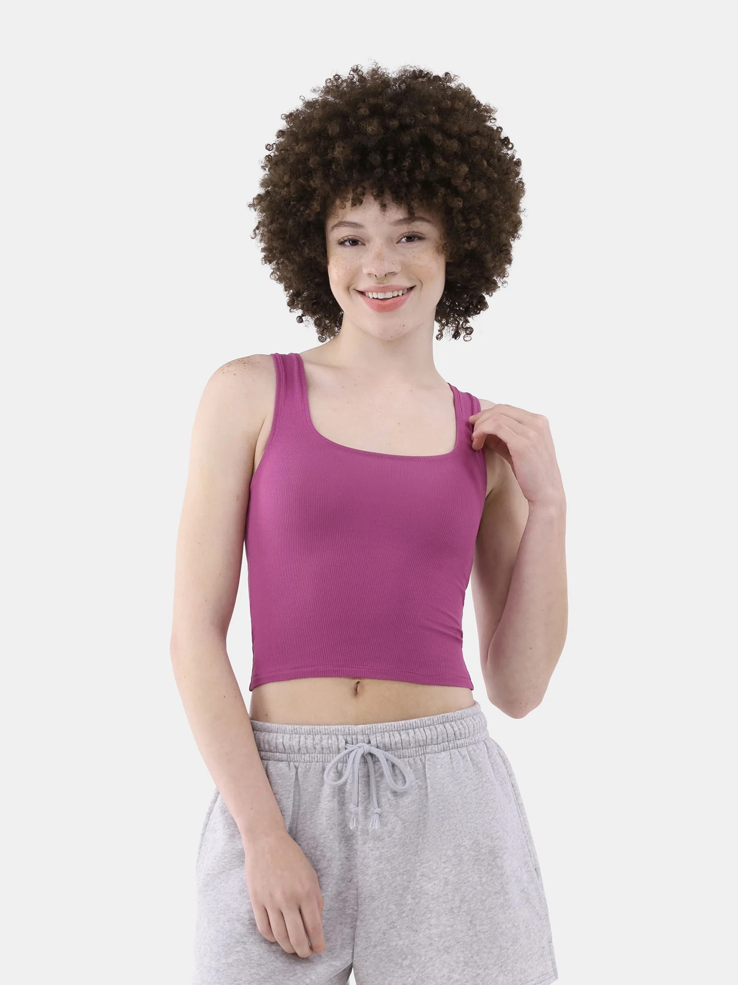 No Boundaries Women's Cotton Blend Ribbed Cropped Tank Top, Women’s and Women’s Plus - Walmar... | Walmart (US)