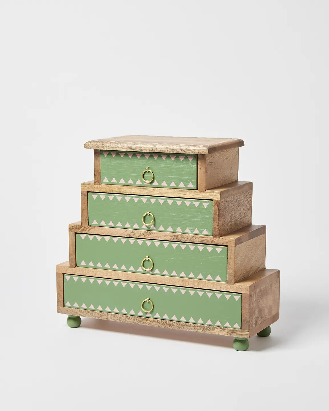 Hand Painted Green Wooden Storage Drawers | Oliver Bonas (Global)