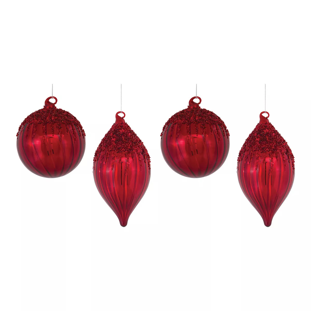 Melrose 4-pc. Red Sequined Glass Christmas Ornament Set | Kohl's