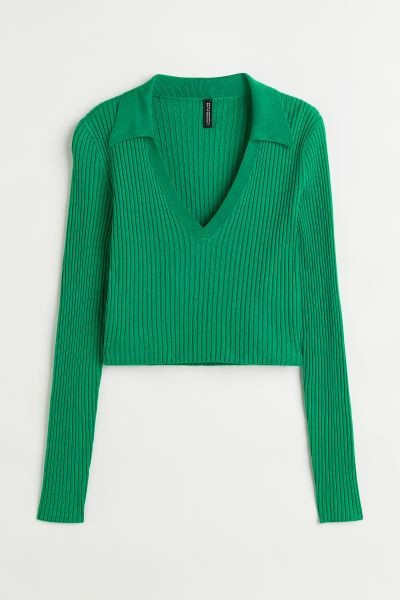 Collared Rib-knit Top | H&M (US + CA)