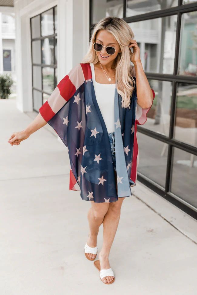 Charmed Lifestyle American Flag Kimono | Pink Lily