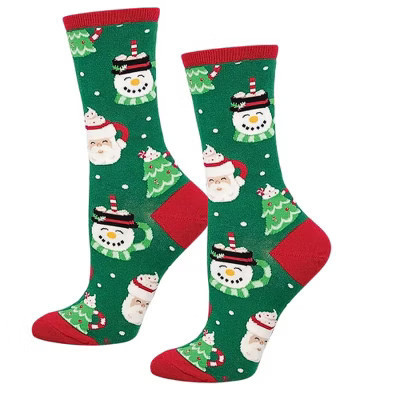Socksmith 15.0 Inch A Cup Of Holiday Cheer Christmas Socks (1 Pair) , Snowman Santa Claus Trees (1PC) | Target