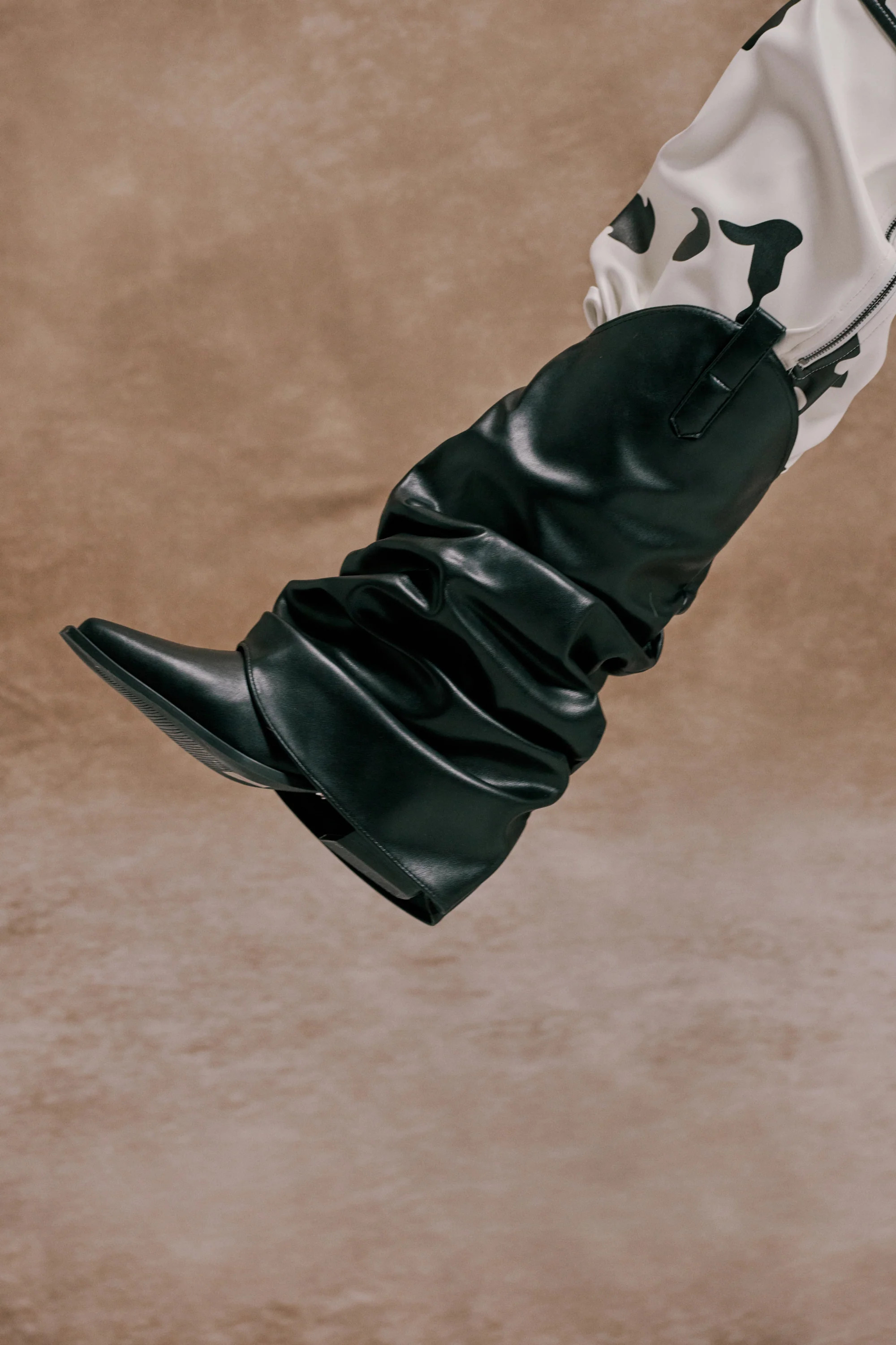 AZALEA WANG HAWKSTON BLACK PU RUCHED WESTERN BOOTIE | AKIRA