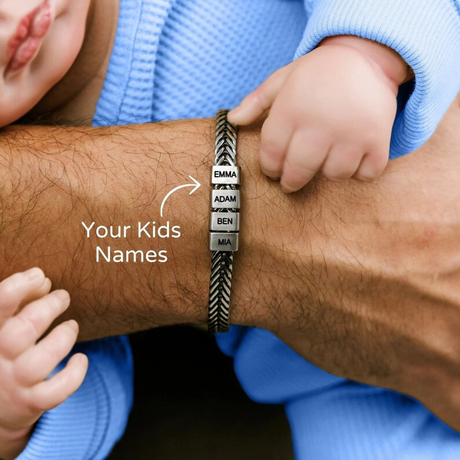 Personalized Kids Name Bracelet - Stainless Steel Dad Jewelry - Etsy | Etsy (US)
