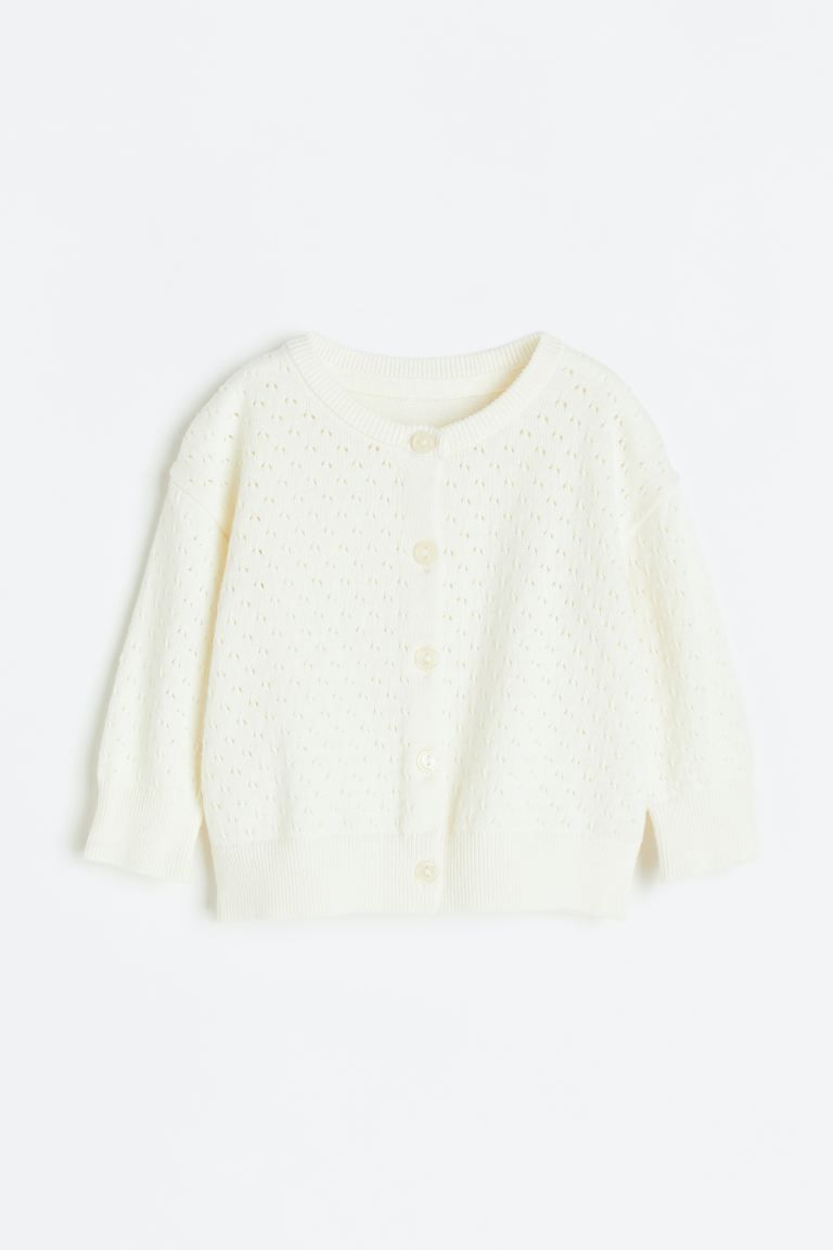 Pointelle-knit Cardigan - White - Kids | H&M US | H&M (US + CA)