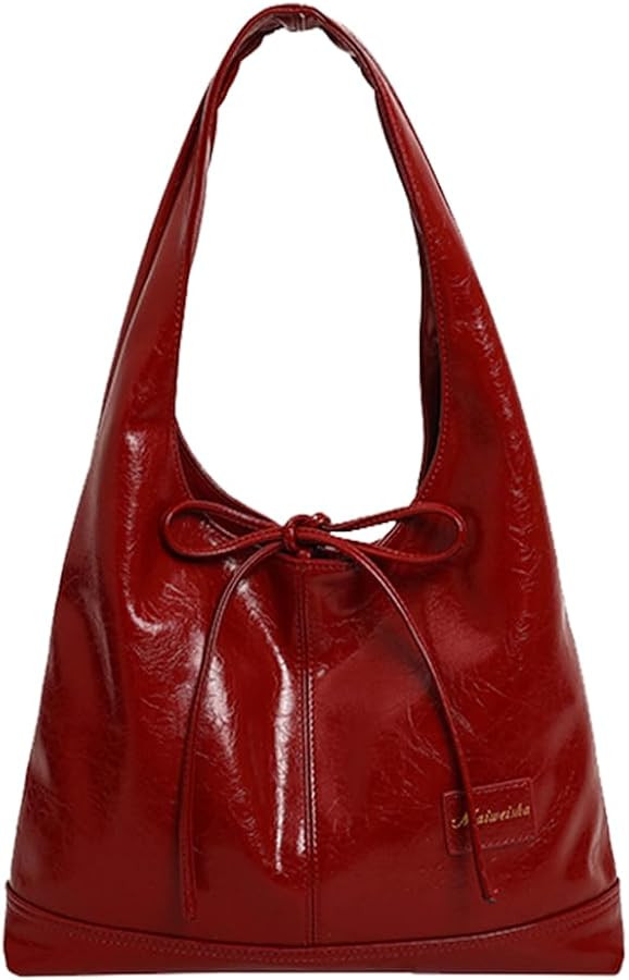 Women PU Shoulder Bag Stylish Shoulder Purse Large Capacity Simple Tote Handbag Top Handle Handbag Trendy Hobo Ba | Amazon (US)