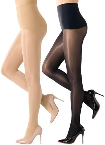 MANZI Women's Shiny Seamless Pantyhose with Control Top 15D Sheer Shiny jazz Tights Shimmer Nylon... | Amazon (US)