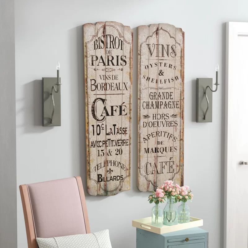 Paris Café - 2 Piece Textual Art on Wood | Wayfair North America
