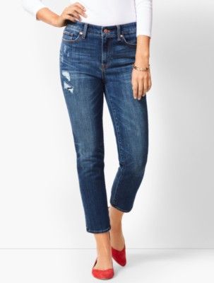 High-Rise Easy Straight Crop - Clyde Wash | Talbots